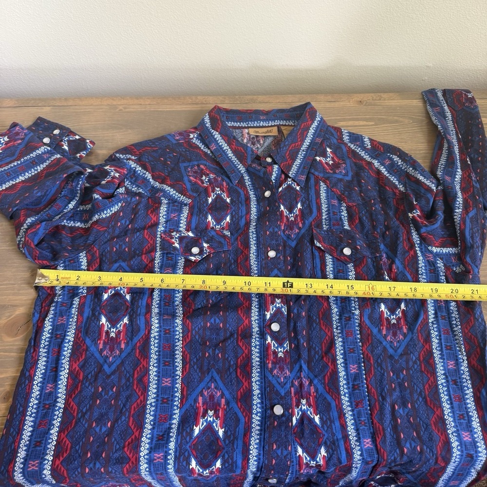 Wrangler Womens‎ Large Aztec Print Long Sleeve Pearl Snap Up Shirt Western - Picture 5 of 6